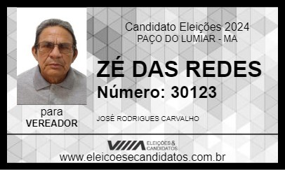 Candidato ZÉ DAS REDES 2024 - PAÇO DO LUMIAR - Eleições