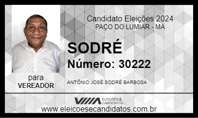 Candidato SODRÉ 2024 - PAÇO DO LUMIAR - Eleições