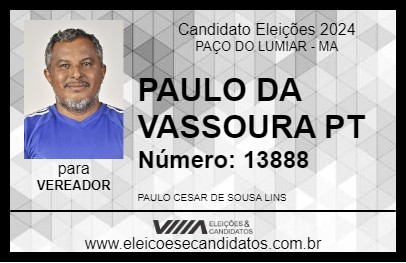 Candidato PAULO DA VASSOURA PT 2024 - PAÇO DO LUMIAR - Eleições