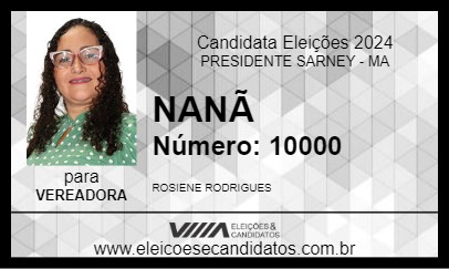 Candidato NANÃ 2024 - PRESIDENTE SARNEY - Eleições