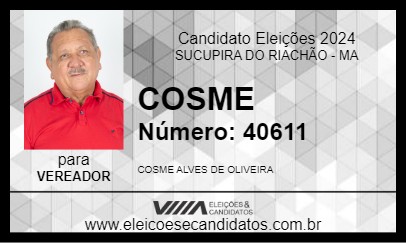 Candidato COSME 2024 - SUCUPIRA DO RIACHÃO - Eleições