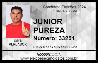 Candidato JUNIOR PUREZA 2024 - PEDREIRAS - Eleições