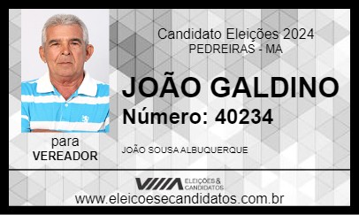 Candidato JOÃO GALDINO 2024 - PEDREIRAS - Eleições