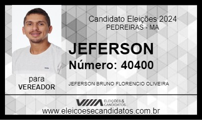 Candidato JEFERSON 2024 - PEDREIRAS - Eleições