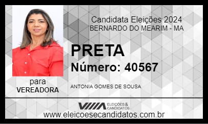 Candidato PRETA 2024 - BERNARDO DO MEARIM - Eleições