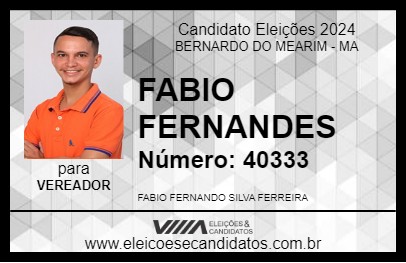 Candidato FABIO FERNANDES 2024 - BERNARDO DO MEARIM - Eleições