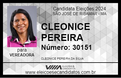 Candidato CLEONICE PEREIRA 2024 - SÃO JOSÉ DE RIBAMAR - Eleições