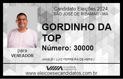 Candidato GORDINHO DA TOP 2024 - SÃO JOSÉ DE RIBAMAR - Eleições