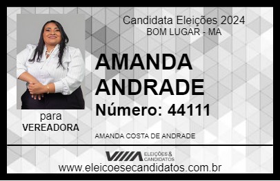 Candidato AMANDA ANDRADE 2024 - BOM LUGAR - Eleições