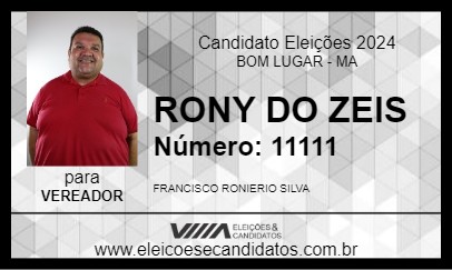 Candidato RONY DO ZEIS 2024 - BOM LUGAR - Eleições