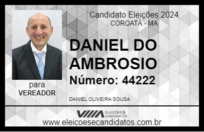 Candidato DANIEL DO AMBROSIO 2024 - COROATÁ - Eleições