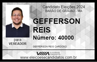 Candidato GEFFERSON REIS 2024 - BARÃO DE GRAJAÚ - Eleições