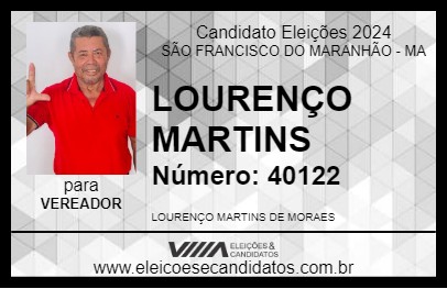 Candidato LOURENÇO MARTINS 2024 - SÃO FRANCISCO DO MARANHÃO - Eleições