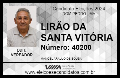 Candidato LIRÃO DA SANTA VITÓRIA 2024 - DOM PEDRO - Eleições