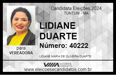 Candidato LIDIANE DUARTE 2024 - TUNTUM - Eleições