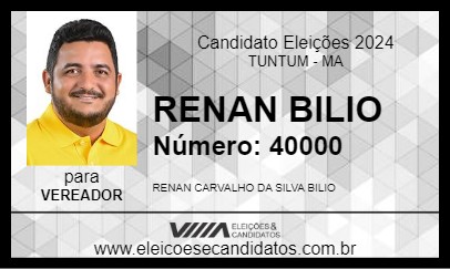 Candidato RENAN BILIO 2024 - TUNTUM - Eleições