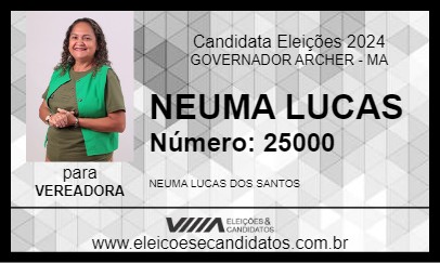 Candidato NEUMA LUCAS 2024 - GOVERNADOR ARCHER - Eleições