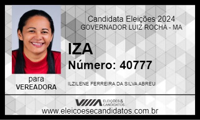 Candidato IZA 2024 - GOVERNADOR LUIZ ROCHA - Eleições