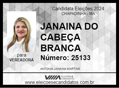 Candidato JANAINA DO CABEÇA BRANCA 2024 - CHAPADINHA - Eleições