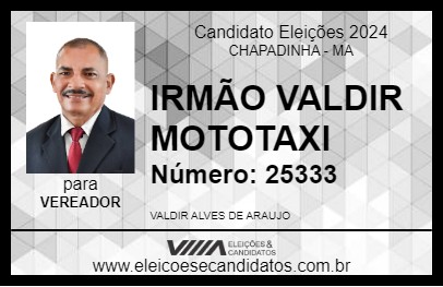 Candidato IRMÃO VALDIR MOTOTAXI 2024 - CHAPADINHA - Eleições