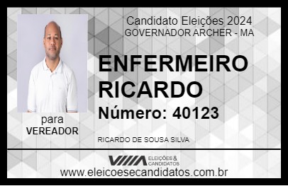 Candidato ENFERMEIRO RICARDO 2024 - GOVERNADOR ARCHER - Eleições