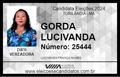 Candidato GORDA LUCIVANDA 2024 - TURILÂNDIA - Eleições