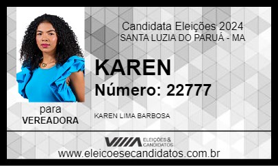 Candidato KAREN 2024 - SANTA LUZIA DO PARUÁ - Eleições