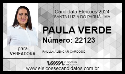 Candidato PAULA VERDE 2024 - SANTA LUZIA DO PARUÁ - Eleições