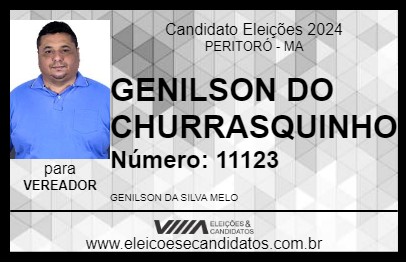 Candidato GENILSON DO CHURRASQUINHO 2024 - PERITORÓ - Eleições