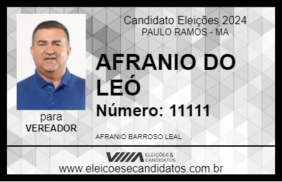 Candidato AFRANIO DO LEÓ 2024 - PAULO RAMOS - Eleições