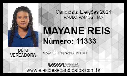 Candidato MAYANE REIS 2024 - PAULO RAMOS - Eleições