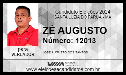 Candidato ZÉ AUGUSTO 2024 - SANTA LUZIA DO PARUÁ - Eleições