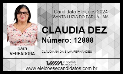 Candidato CLAUDIA DEZ 2024 - SANTA LUZIA DO PARUÁ - Eleições