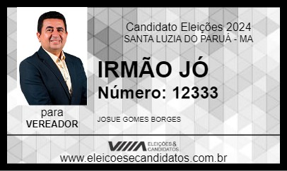 Candidato IRMÃO JÓ 2024 - SANTA LUZIA DO PARUÁ - Eleições