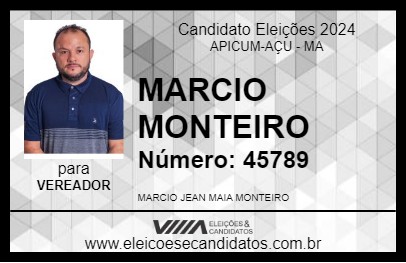 Candidato MARCIO MONTEIRO 2024 - APICUM-AÇU - Eleições