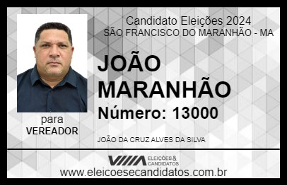 Candidato JOÃO MARANHÃO 2024 - SÃO FRANCISCO DO MARANHÃO - Eleições