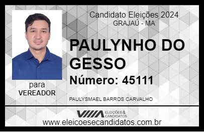 Candidato PAULYNHO DO GESSO 2024 - GRAJAÚ - Eleições