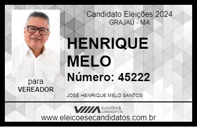 Candidato HENRIQUE MELO 2024 - GRAJAÚ - Eleições