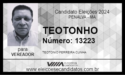 Candidato TEOTONHO 2024 - PENALVA - Eleições