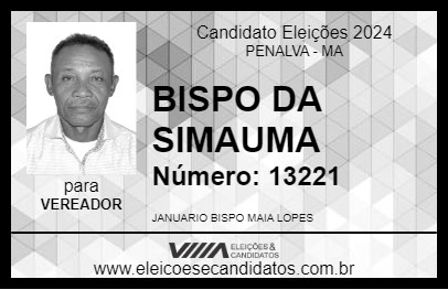 Candidato BISPO DA SIMAUMA 2024 - PENALVA - Eleições