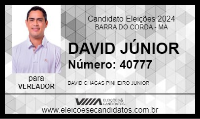 Candidato DAVID JÚNIOR 2024 - BARRA DO CORDA - Eleições