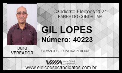 Candidato GIL LOPES 2024 - BARRA DO CORDA - Eleições