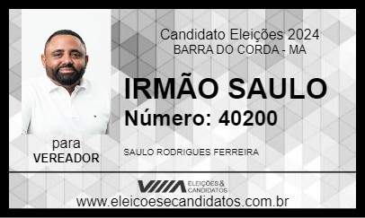 Candidato IRMÃO SAULO 2024 - BARRA DO CORDA - Eleições