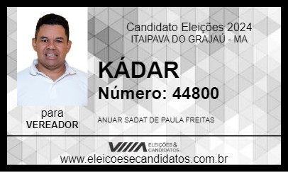 Candidato KÁDAR 2024 - ITAIPAVA DO GRAJAÚ - Eleições