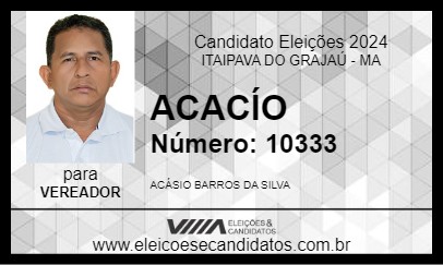 Candidato ACACÍO 2024 - ITAIPAVA DO GRAJAÚ - Eleições