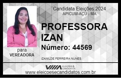 Candidato PROFESSORA IZAN 2024 - APICUM-AÇU - Eleições