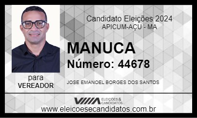 Candidato MANUCA 2024 - APICUM-AÇU - Eleições