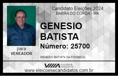 Candidato GENESIO BATISTA 2024 - BARRA DO CORDA - Eleições