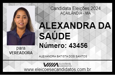 Candidato ALEXANDRA DA SAÚDE 2024 - AÇAILÂNDIA - Eleições