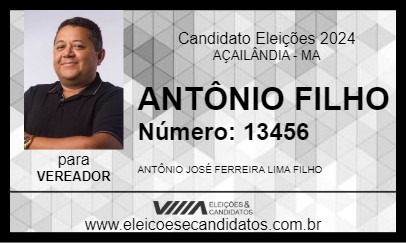 Candidato ANTÔNIO FILHO 2024 - AÇAILÂNDIA - Eleições